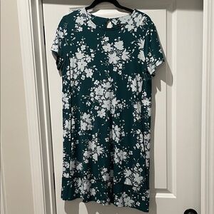 Floral Green and White Dress